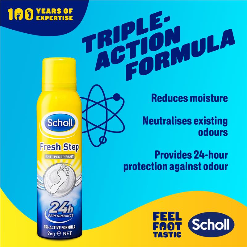 Scholl Fresh Step 24Hr Anti-Odor Foot Spray Antiperspirant 96g