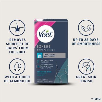 Veet Expert Cold Wax Strips for Bikini - 16 Pack