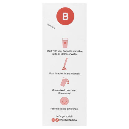 Nordia Vitamin B Complex Unflavoured Powder - 28 Sachets for Energy Support