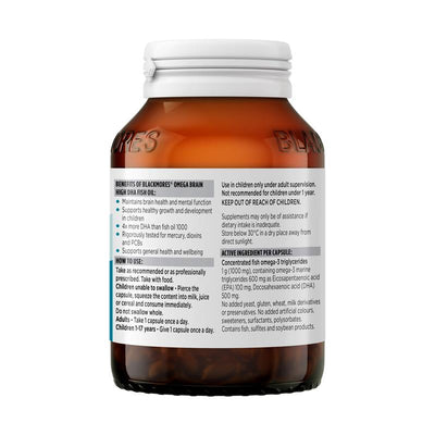 Blackmores Omega Brain Fish Oil 500mg DHA Capsules 60 Count
