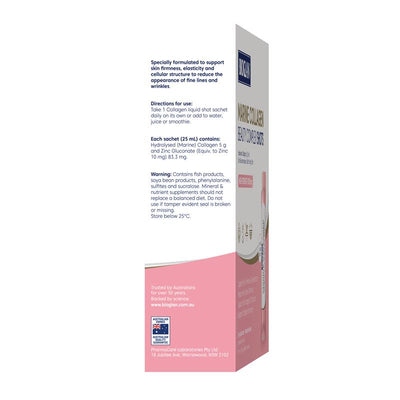 Bioglan Marine Collagen Beauty Shots 15x25ml with Zinc, Sugar Free