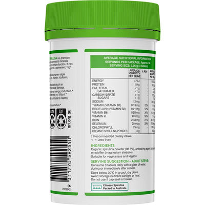 Swisse Organic Spirulina Supplement 1000mg - 200 Tablets