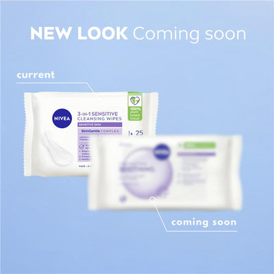 NIVEA 3in1 Sensitive Cleansing Wipes 25 Pack - Gentle Makeup Removal
