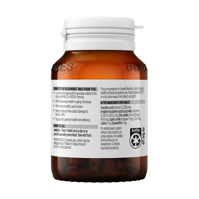 Blackmores Macu-Vision Plus Eye Health with Lutein & Zeaxanthin, 60 Tablets