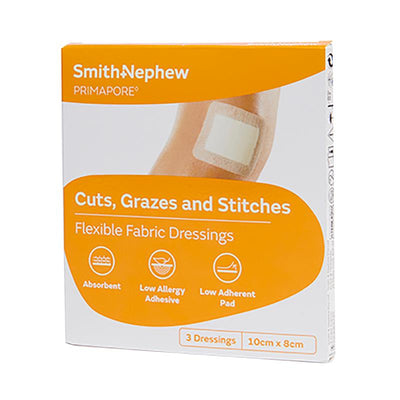 Primapore Flexible Fabric Dressing 10cm x 8cm - Versatile Wound Care (3 Pack)