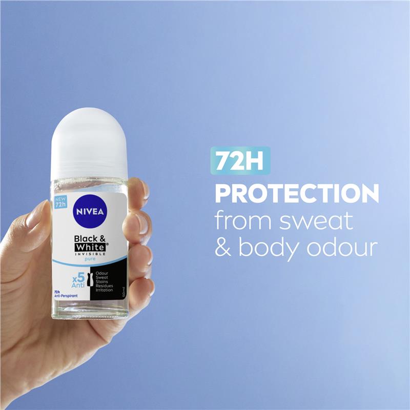 NIVEA Black & White Invisible Roll-On Deodorant 72H Protection 50ml