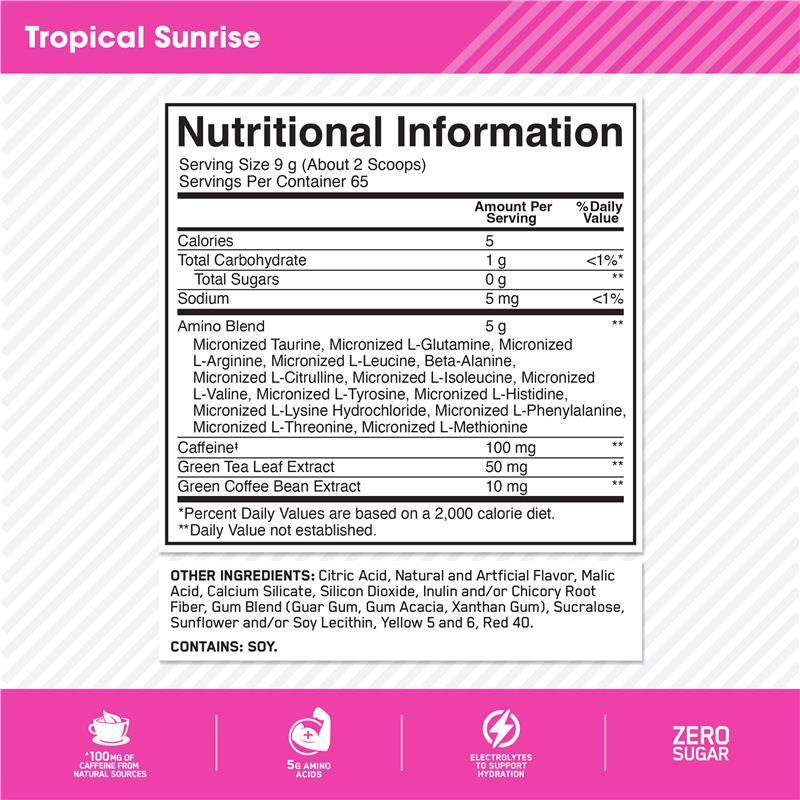 Optimum Nutrition Amino Energy Tropical Sunrise - 65 Serves (585g)