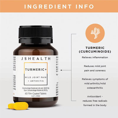 JSHEALTH Turmeric + 60 Tablets - Natural Anti-Inflammatory Support