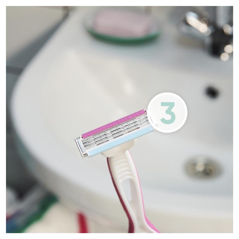 Gillette Venus Simply3 Women's 8-Pack Disposable Razors, 3-Blade & Moisture Strip