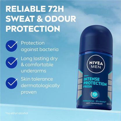 NIVEA MEN Intense Protection Fresh Roll-On Deodorant 72H, 50ml