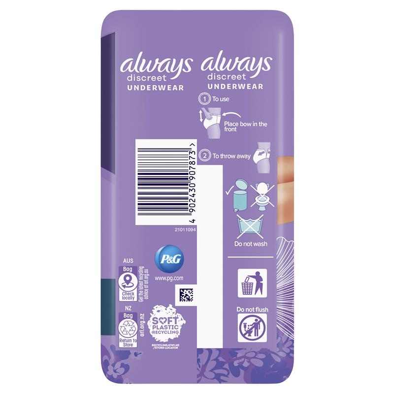 Always Discreet Underwear Level 6 Medium 9 Pack - Ultimate Protection for Bladder Leaks