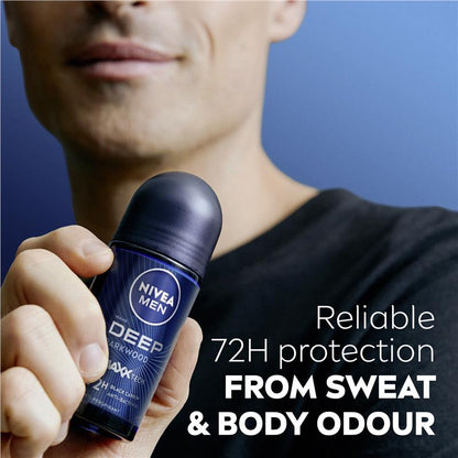 NIVEA Men Deep Darkwood Anti-Perspirant Roll-On 72H, 50ml