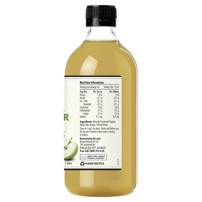 Barnes Naturals Certified Organic Apple Cider Vinegar with Mother – 1L