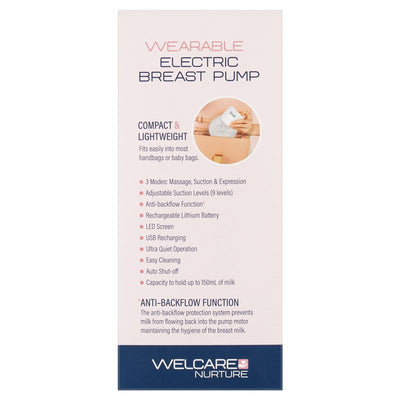 Welcare Wearable Electric Breast Pump - USB C Rechargeable & Hands-Free