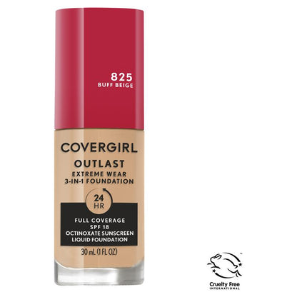 Covergirl Outlast Extreme Wear Foundation 825 Buff Beige 30ml
