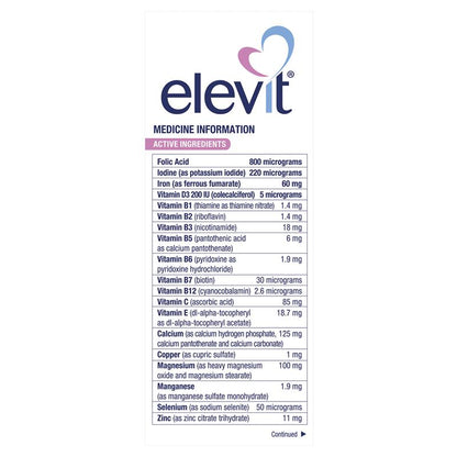 Elevit Prenatal Multivitamin Tablets - 100 Count with Folic Acid & Iron