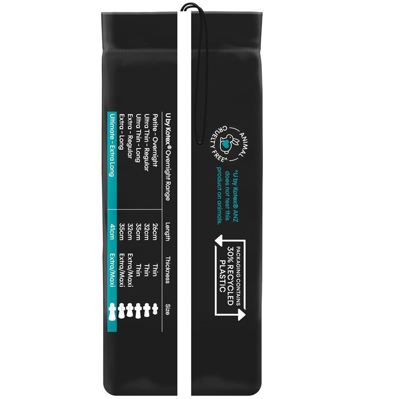 U by Kotex Overnight Extra Ultimate 41cm Wing Pads - 6Pads