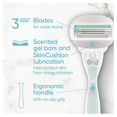 Gillette Venus Comfortglide Sensitive 3-Blade Razor Handle +2 Refills