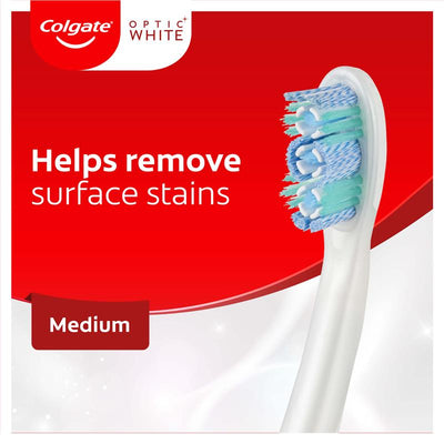 Colgate 360 Optic White Power Toothbrush - Medium with Vibrating & Polishing Bristles