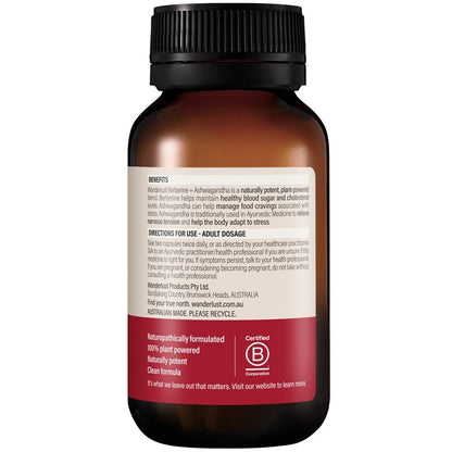 Wanderlust Berberine & Ashwagandha Capsules - 120 for Blood Sugar & Stress