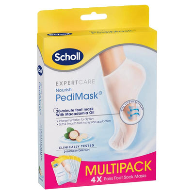 Scholl Macadamia Oil Foot Masks for Dry Skin – 4 Pair Multipack