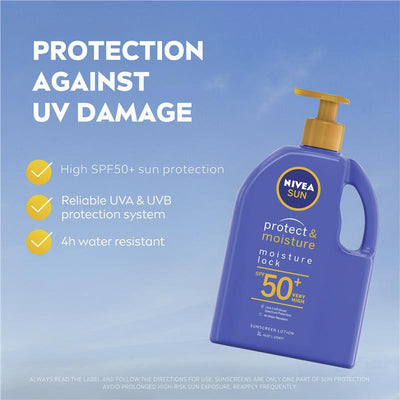 NIVEA Sun Protect & Moisture SPF50+ Sunscreen Lotion Pump 1L - Ultimate Sun Protection