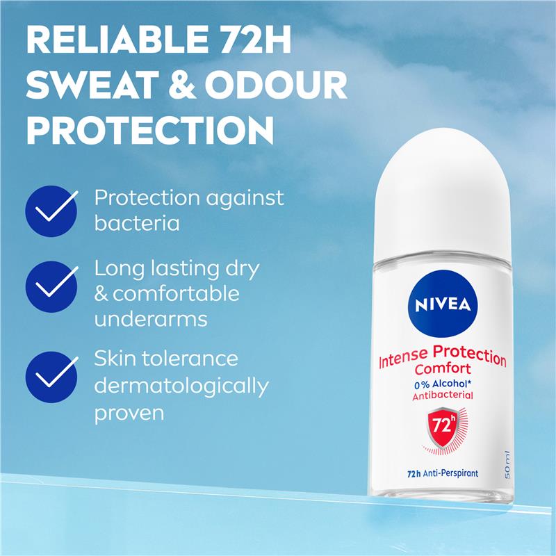 NIVEA Intense Protection Anti-Perspirant Roll-On Deodorant 72H, 50ml