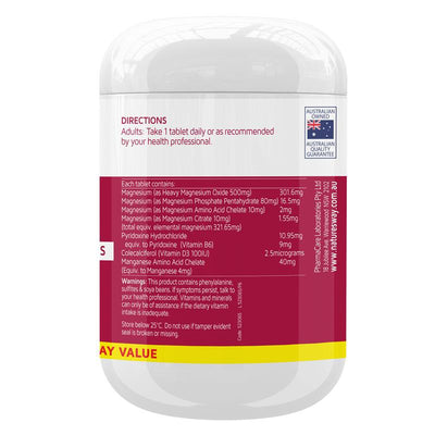 Nature's Way High Strength Magnesium 600mg with B6, D3 & Manganese - 300 Tablets