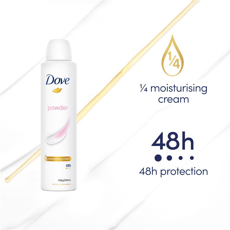 Dove Soft Powder Antiperspirant Deodorant, 250ml, 48h Protection