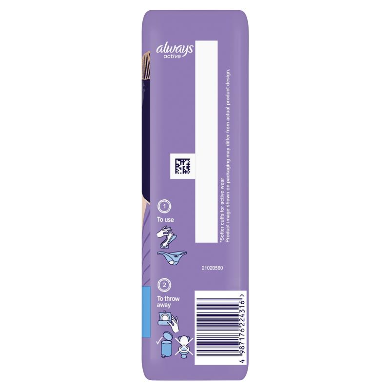 Always Discreet Active Incontinence Pads for Bladder Leaks, Long, 8-Pads