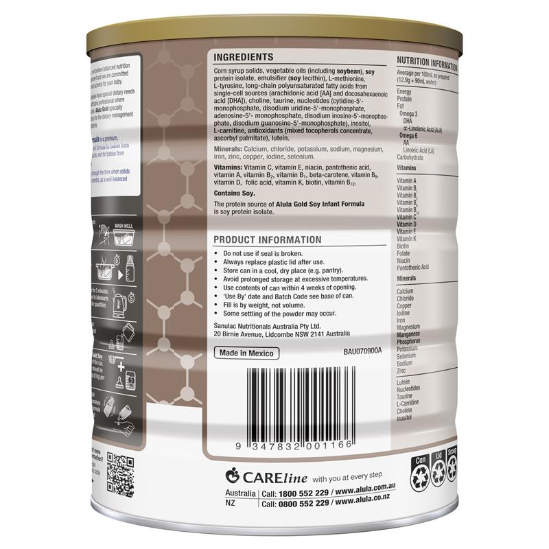 Alula Gold Soy Infant Formula 0-12 Months - 900g - Auzzi Store