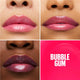 Collage of lips with different shades of pink and purple, labeled 'Bubble Gum'.