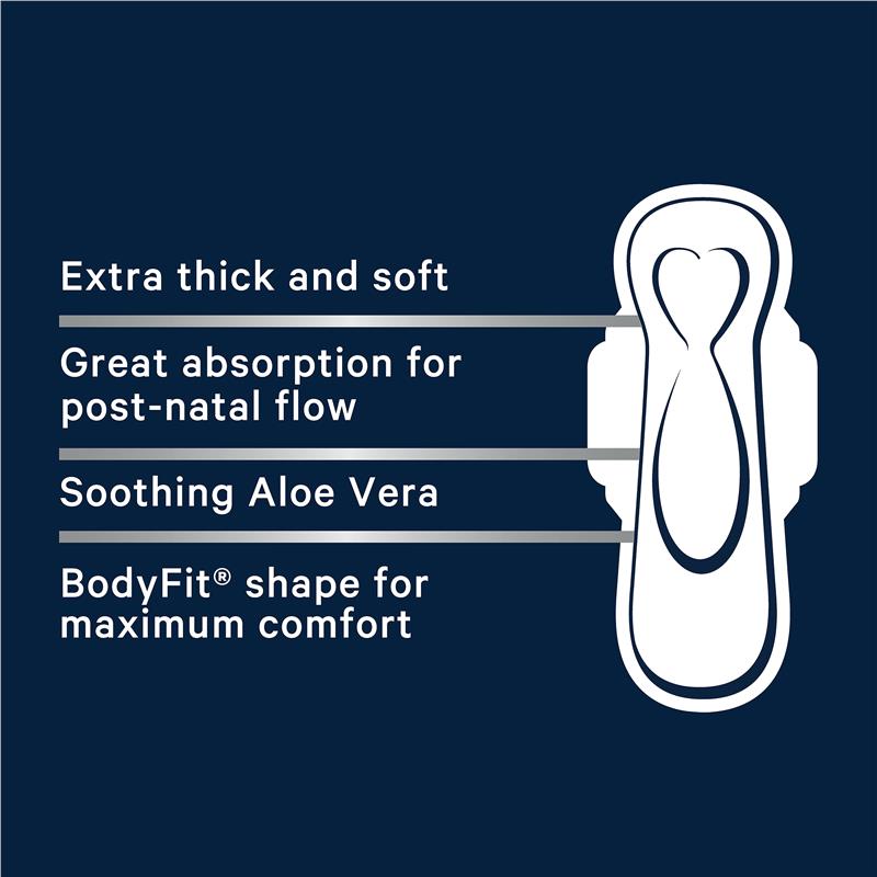 Libra Extra Long Maternity Pads with Wings - 10 Pads, Aloe Vera