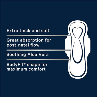 Libra Extra Long Maternity Pads with Wings - 10 Pads, Aloe Vera