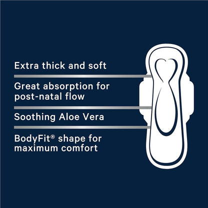 Libra Extra Long Maternity Pads with Wings - 10 Pads, Aloe Vera