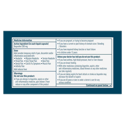 Advil Ibuprofen Pain Relief Liquid Mini - 90 Capsules