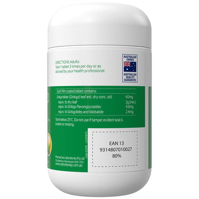 Nature's Way Ginkgo 2000 Brain & Memory 120 Tablets - Cognitive Support