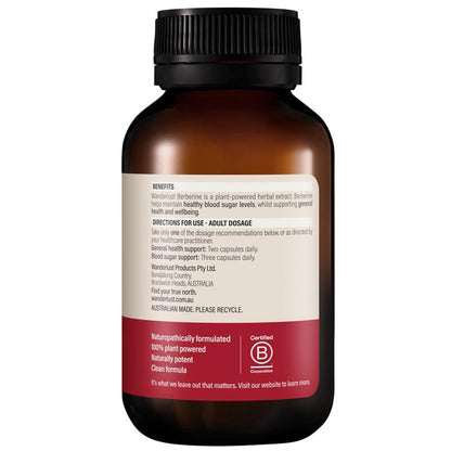 Wanderlust Berberine 333mg - 60 Vegan Capsules for Blood Sugar Support