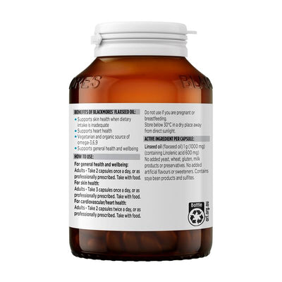 Blackmores Flaxseed Oil 100 Capsules | Omega-3, Vegetarian, Heart Support