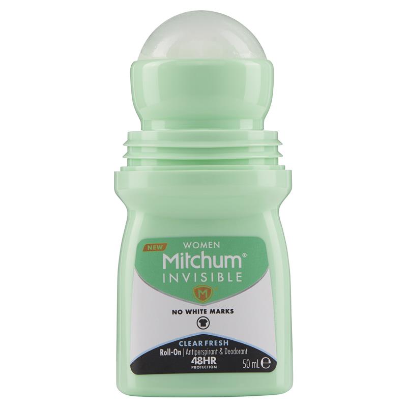 Mitchum Women’s Invisible Roll-On Antiperspirant 50ml, 48H Fresh