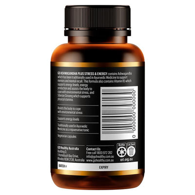 GO Healthy Ashwagandha Plus Stress & Energy - 60 Hard Capsules