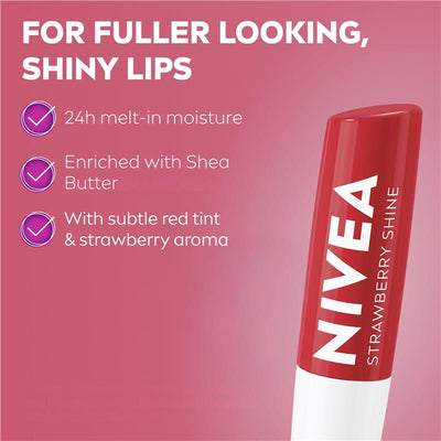 NIVEA Strawberry Shine Limited Edition Lip Balm - 4.8g