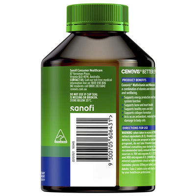 Cenovis Adult Multivitamin & Minerals, 200 Tablets, Gluten-Free