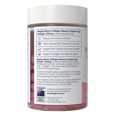 Bioglan Marine Collagen Tablets - 60 Count with Vitamin C & Zinc