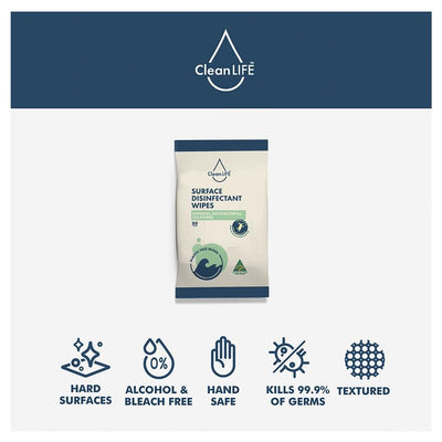 CleanLIFE Surface Disinfectant Wipes - 80 Pack