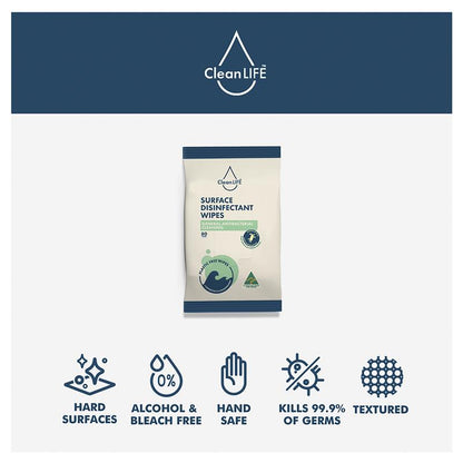 CleanLIFE Surface Disinfectant Wipes - 80 Pack