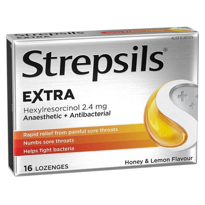 Strepsils Extra Honey Lemon Lozenges - 16 Pack for Sore Throat Relief - Auzzi Store