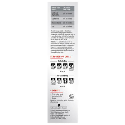 Schwarzkopf LIVE Colour Silver Toner - Semi-Permanent Hair Color, 75ml