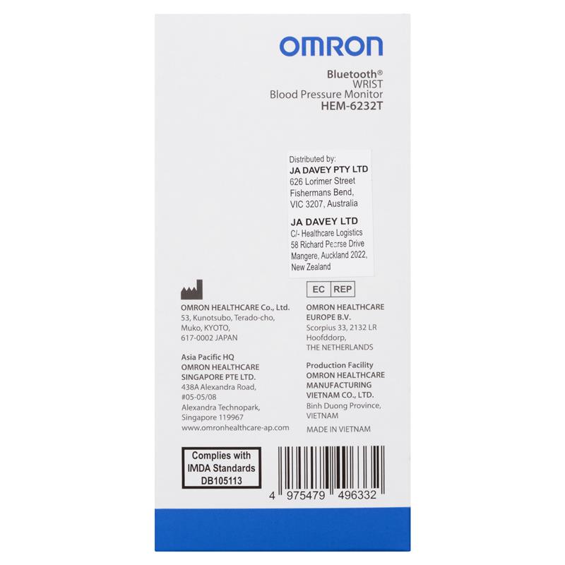 Omron HEM6232T Bluetooth Wrist Blood Pressure Monitor - Auzzi Store