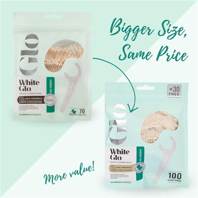 White Glo Eco Friendly Flossers Mint - 70 Pack